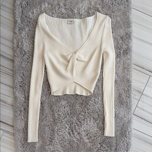 Abercrombie & Fitch Cream Ribbed Crop Top